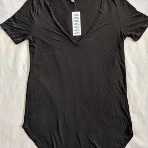 Truly Madly Deeply black V-neck shirt